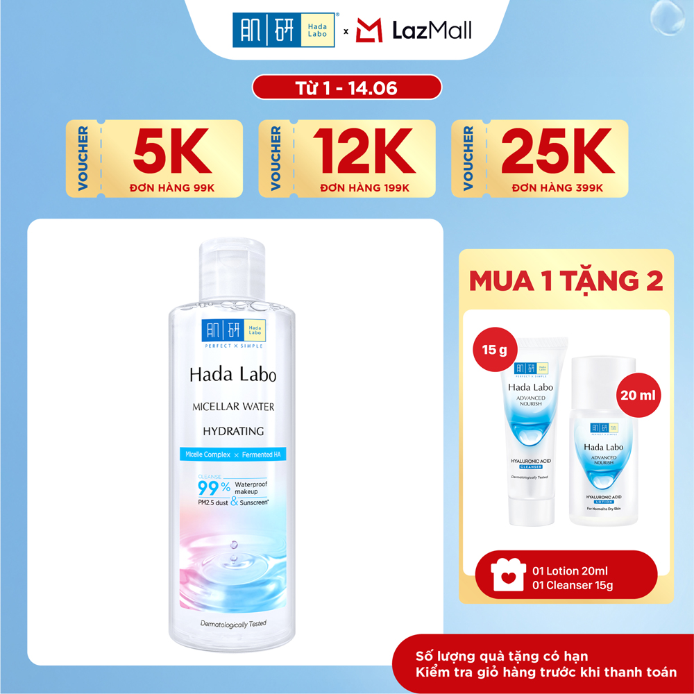 Nước tẩy trang sạch sâu dưỡng ẩm Hada Labo Micellar Water Hydrating 240ml