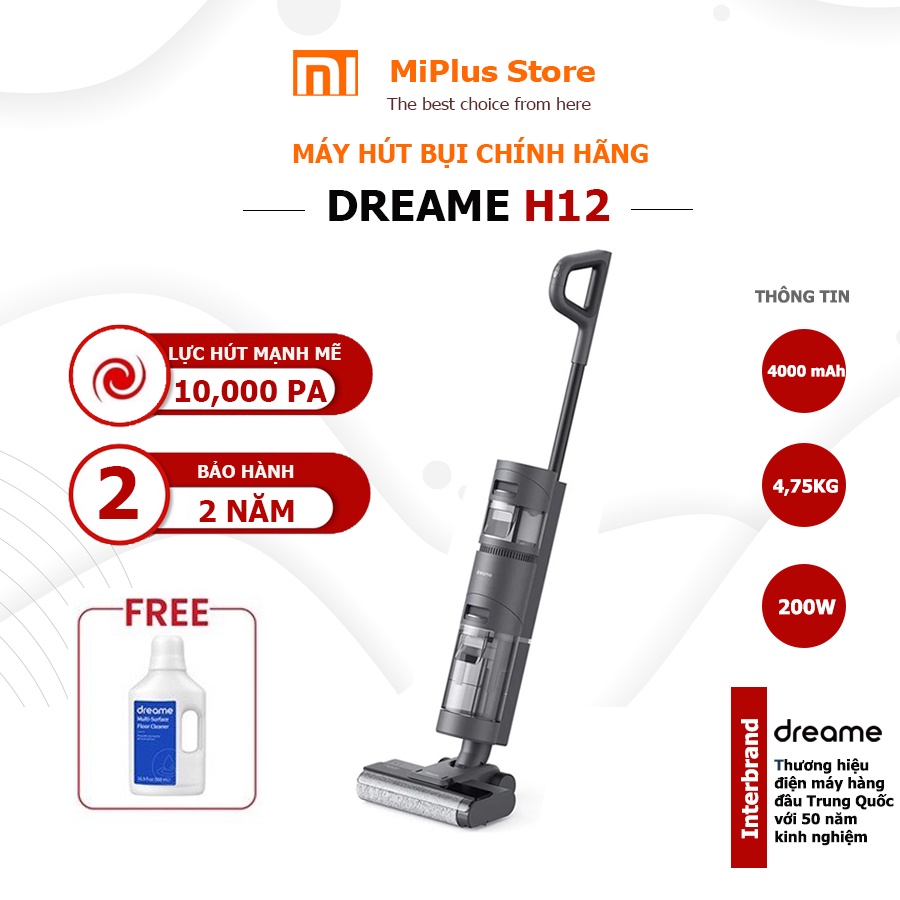 Máy hút bụi lau sàn dreame h12 pro/ h11 max - dock tự giặt sấy con lăn,tuần hoàn nước sạch,lực hút 10000pa bảo hành 24 tháng