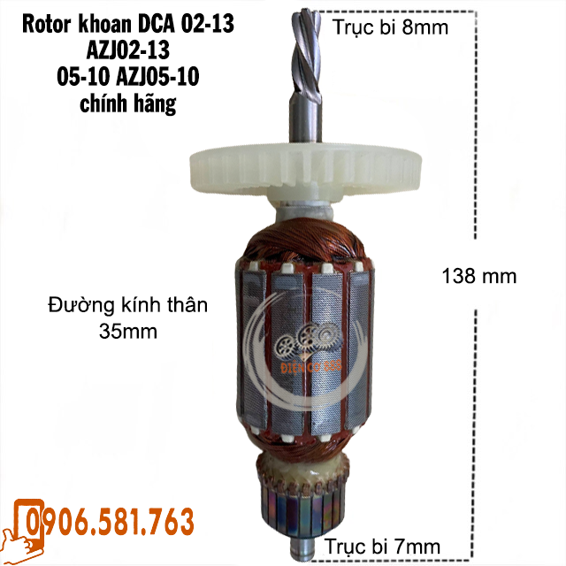 (Chính hãng) Rotor khoan DCA AZJ02-13, AZJ05-10 220V - Tặng chổi than
