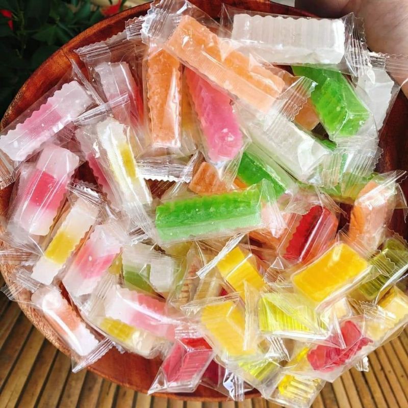 Mứt rau câu trái cây SỮA loại mới ngon lạ miệng - 500g - kẹo mứt rau câu 2 màu