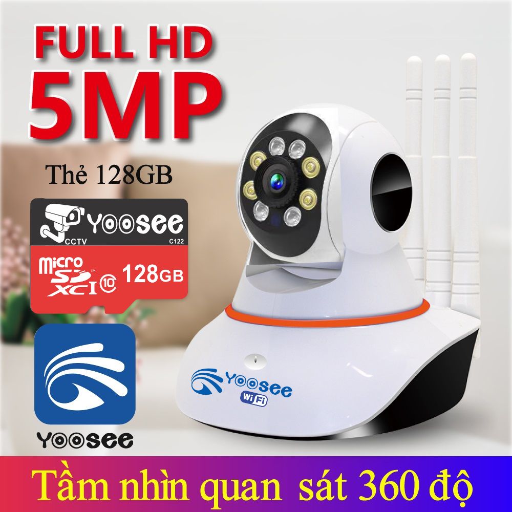 Camera Ip Yoosee 5.0mpx Full HD 1080P Xem Đêm Có Hồng Ngoại Xoay 360 độ