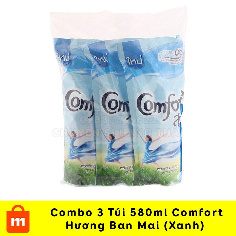 【SIÊU RẺ】Combo 3 Túi Nước Xả Vải Comfort Thái Lan Xanh 500ml