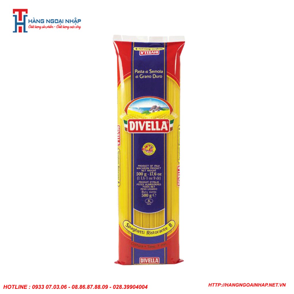 MÌ Ý SỢI TRÒN SPAGHETTI 08 - DIVELLA Ý 500g ITALIA [ Date 2024 ]