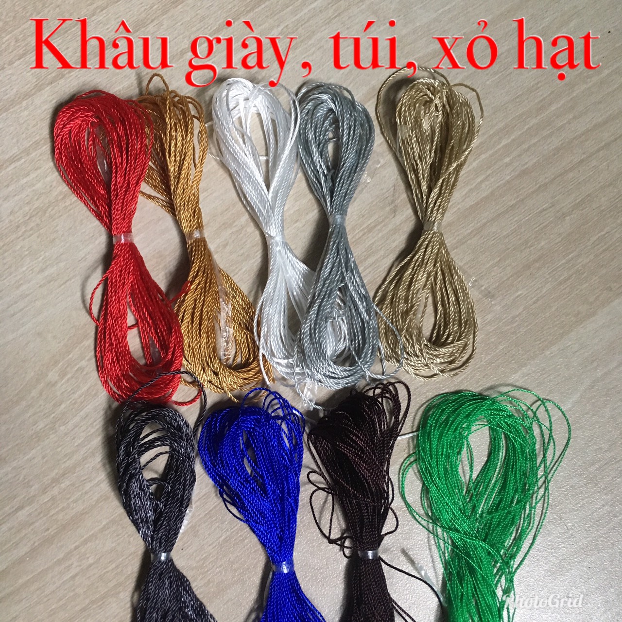 Chỉ dù polyester 210D xỏ hạt may khâu túi xách giày dép câu cá balo