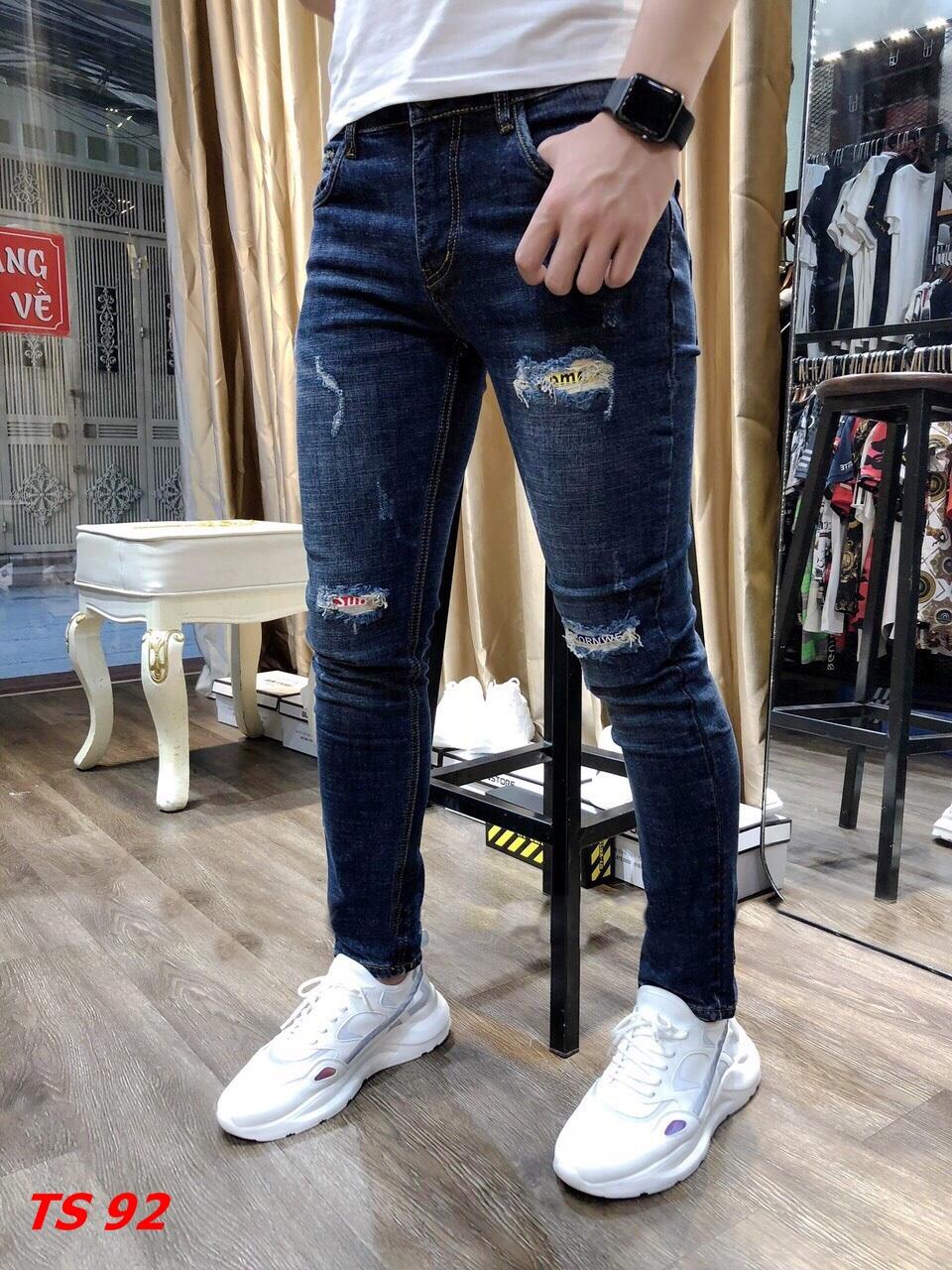 QUẦN JEAN NAM CAO CẤP CO DÃN PHỐI RÁCH KJ 92