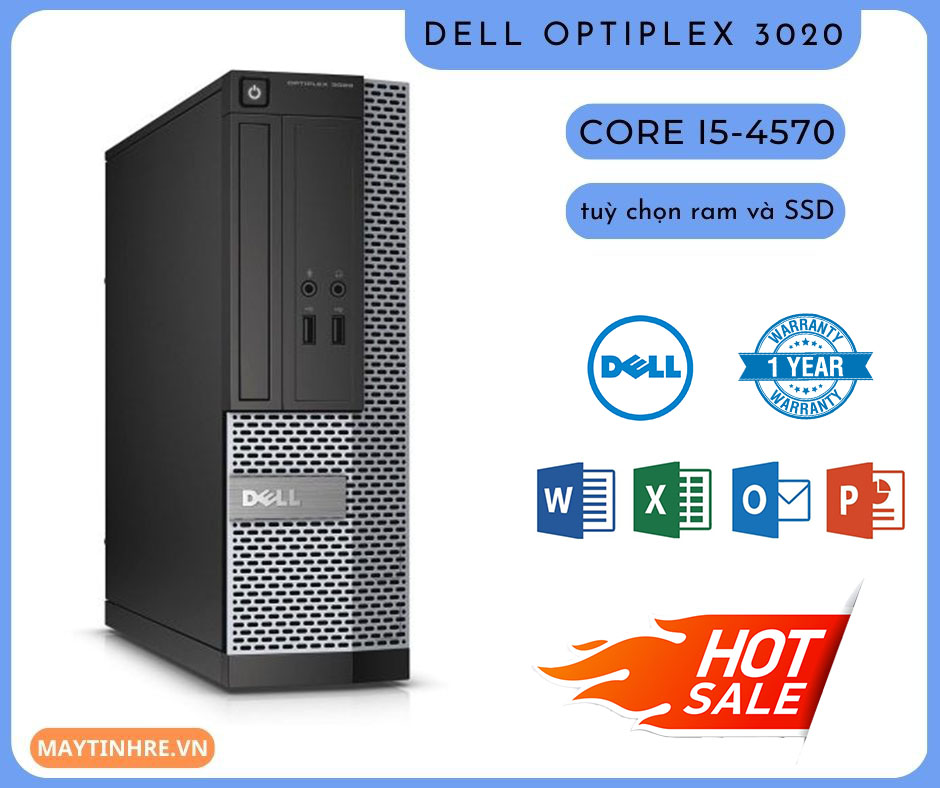 Máy tính bàn Dell Optiplex 3020 sff, CPU Core i5 4570 cấu hình tuỳ chọn, Hàng nhập khẩu, chưa bao gồm phím chuột và màn hình