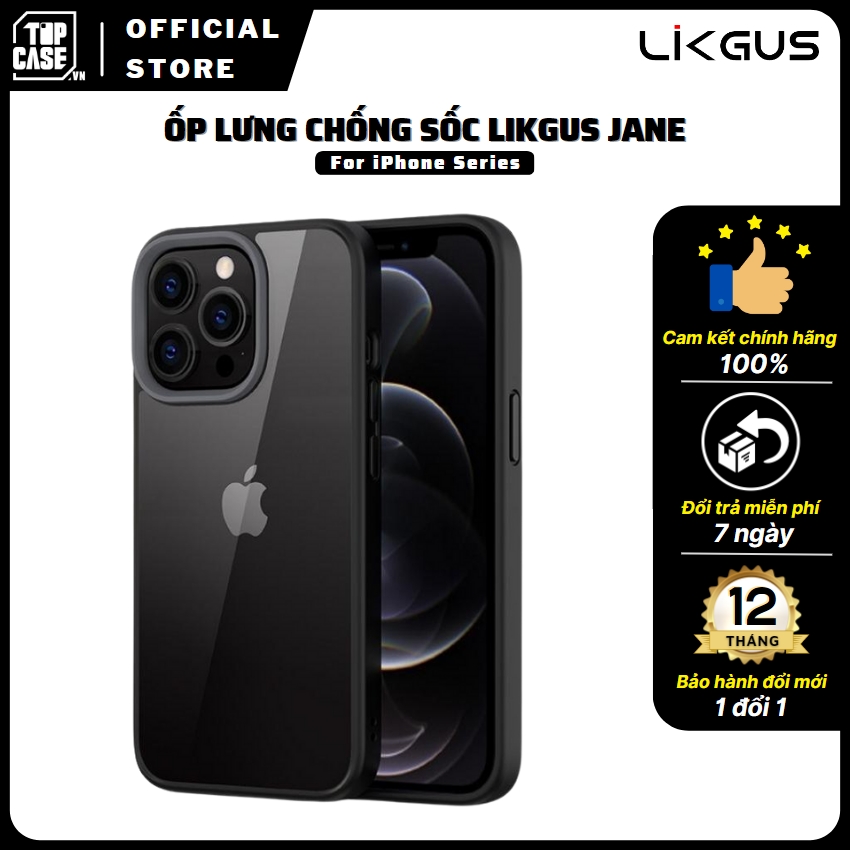 Ốp lưng iphone 13 pro max 13 pro 13 12 pro max 12 pro 12 chống sốc likgus jane series TCL010 viền màu, chống ố vàng, chống trầy xước, chống bám vân tay, chống bụi bẩn, tpu, cứng, nhám, bảo vệ camera - Topcase VietNam