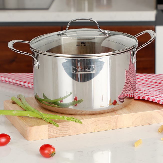 Nồi Inox 304 cao cấp 3 lớp đáy liền Elmich TriMax EL-3731 16cm / EL-3732 18cm / EL-3733 20cm / EL-3734 24cm/ EL-3735 26cm / EL-3736 28cm - Hàng chính hãng - Bảo hành 2 năm