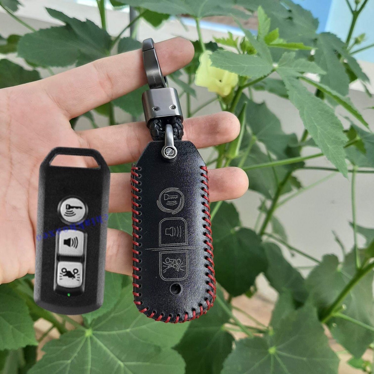 Bao da chìa khóa xe máy sh pcx sh mode cub 125 adv. da bò nhập khẩu italia khắc tên + số đt chủ xe
