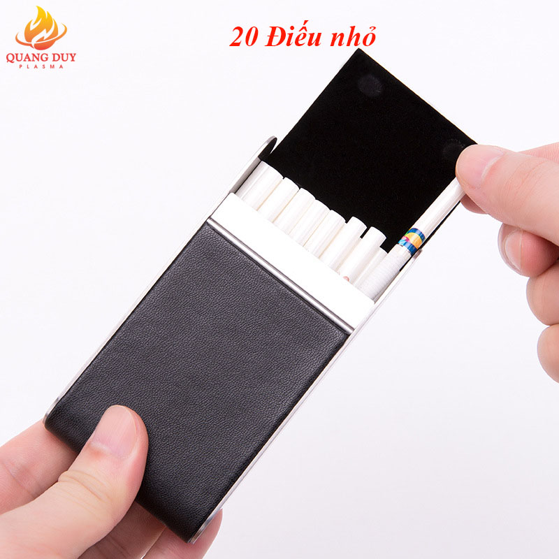   HCM Hộp đựng thuốc lá vỏ nhôm ốp da đựng 20 điếu thuốc nhỏ sang trọng tiện ích HDT51Y6 