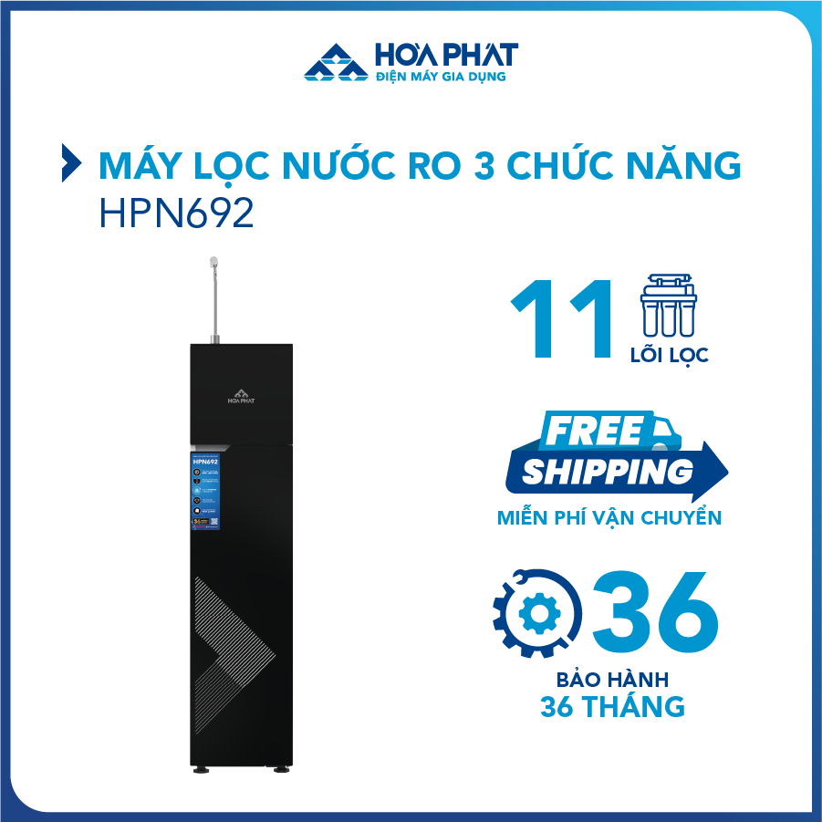 Máy lọc nước RO nóng nguội lạnh Hòa Phát HPN692 - 10 lõi lọc - Bảo hành 36 tháng