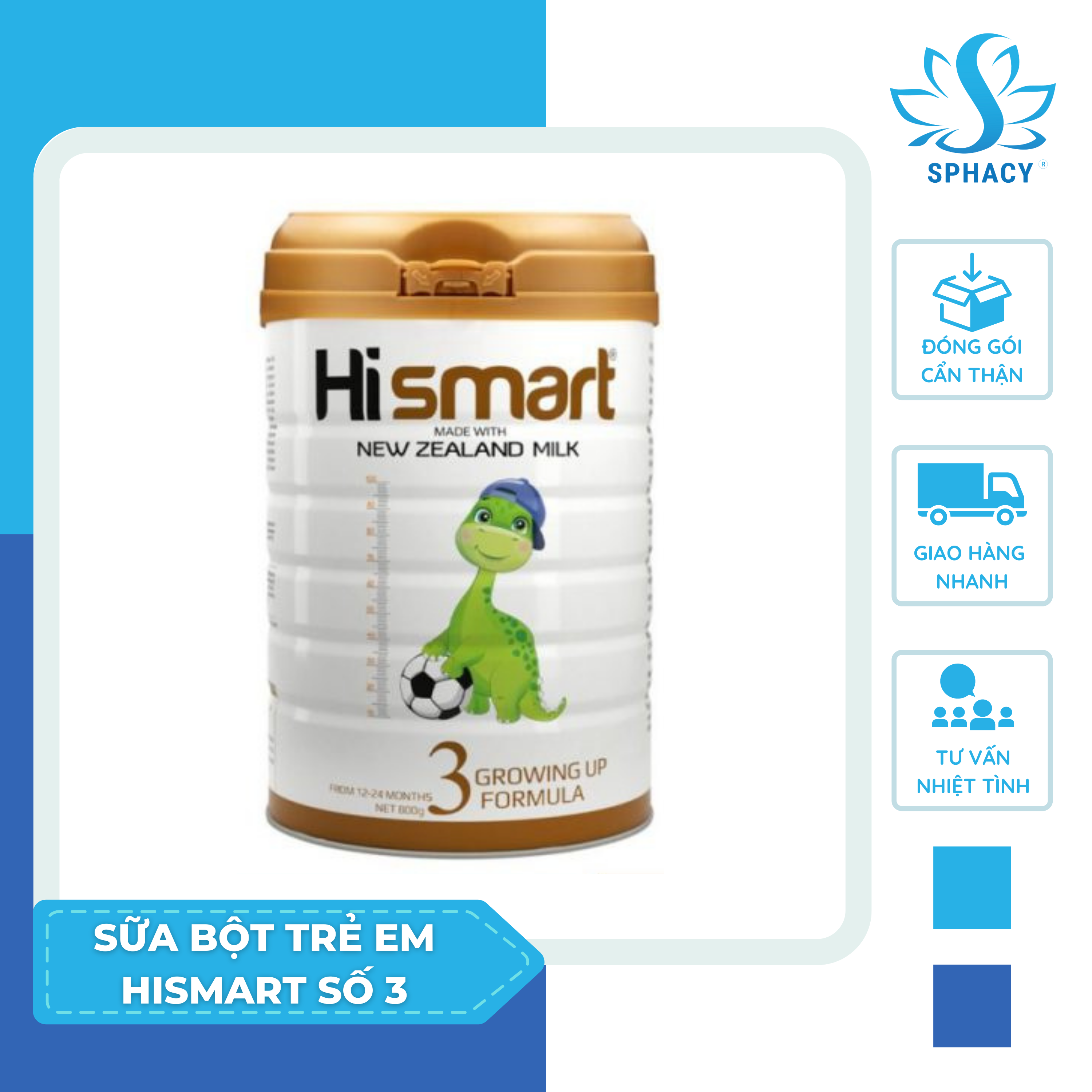 Sữa bột hismart nhập khẩu nguyên lon từ new zealand số 3 cho các bé từ 12-24 tháng