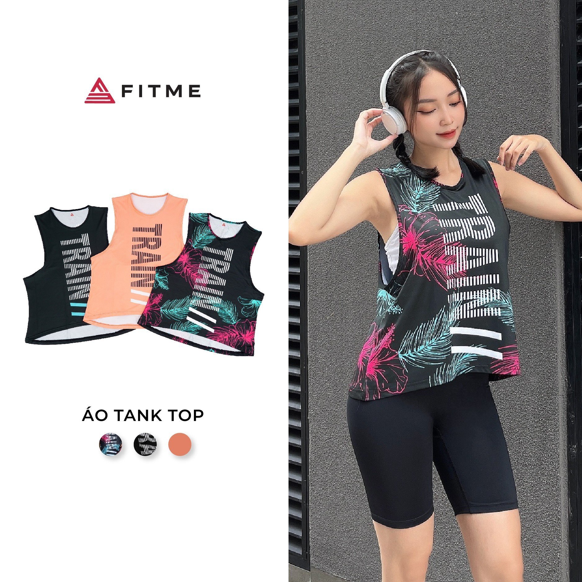 Áo tank top tập gym yoga nữ Fitme Train chất thun thể thao form rộng thoáng khí ATTT