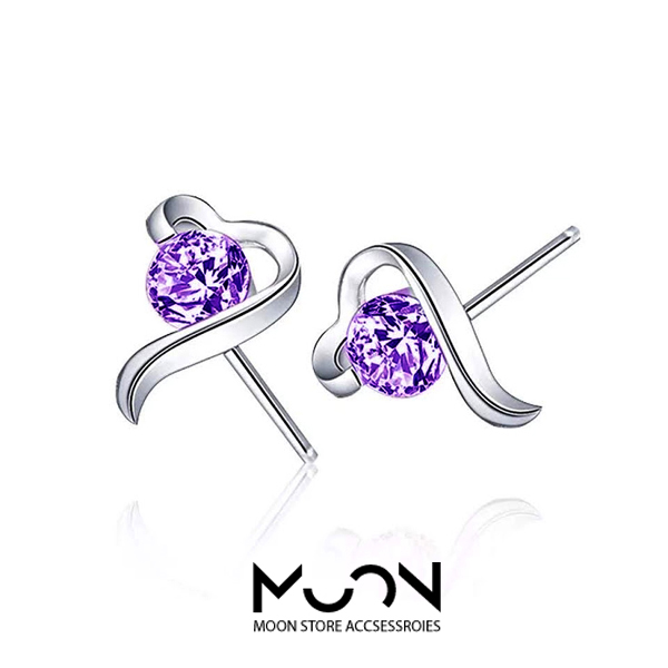 [HCM]Bông tai nữ nụ trái tim đính đá đeo sát tai nhỏ xinh đơn giản - moon store acc