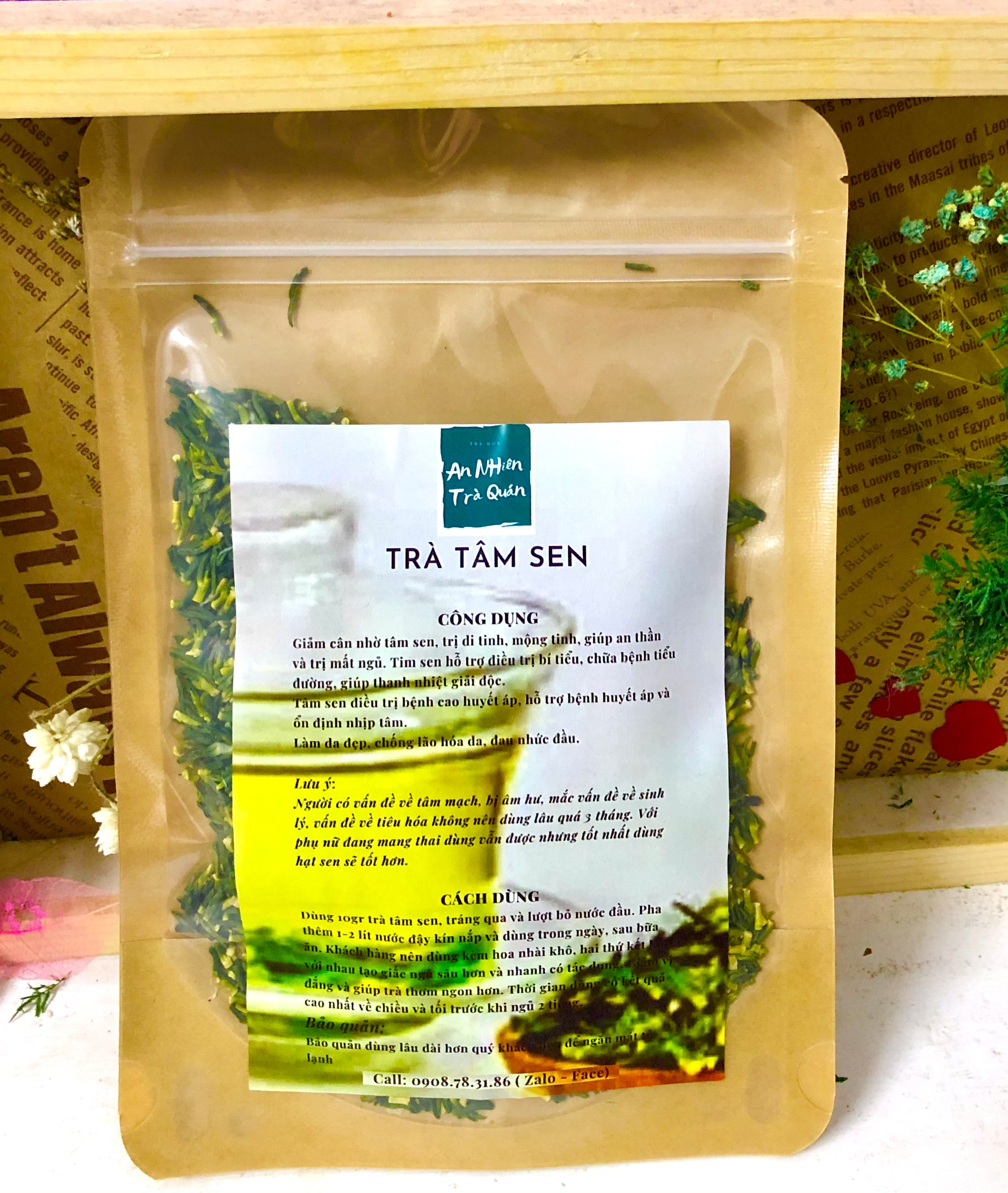 Trà tâm sen sấy khô 200g - 500g - trà thảo mộc thiên nhiên giúp thư giãn dễ ngủ
