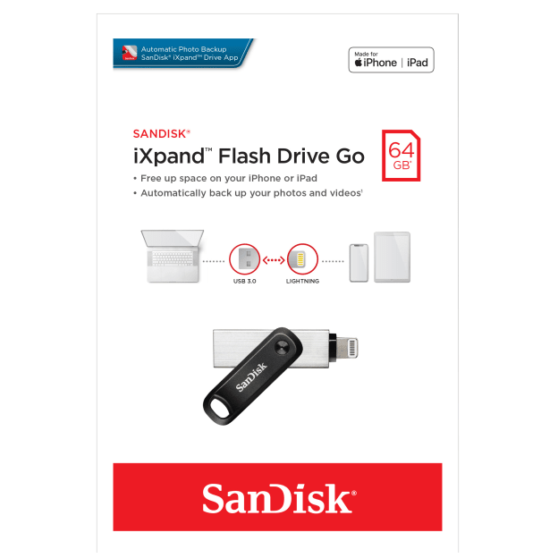 USB OTG SanDisk iXpand Go 64GB cho iphone từ 14 pro max trở xuống (Bạc) Nhat Tin Authorised Store