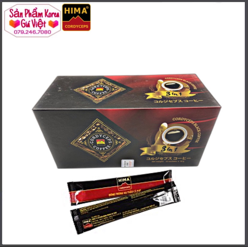 Hộp cà phê đen đông trùng hạ thảo hima 3 in 1