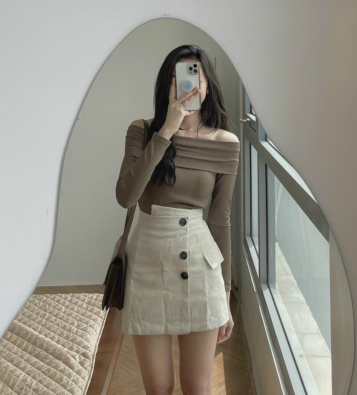 Chân váy cạp cao 3 cúc mẫu mới cực hot, chân váy nhung thời trang