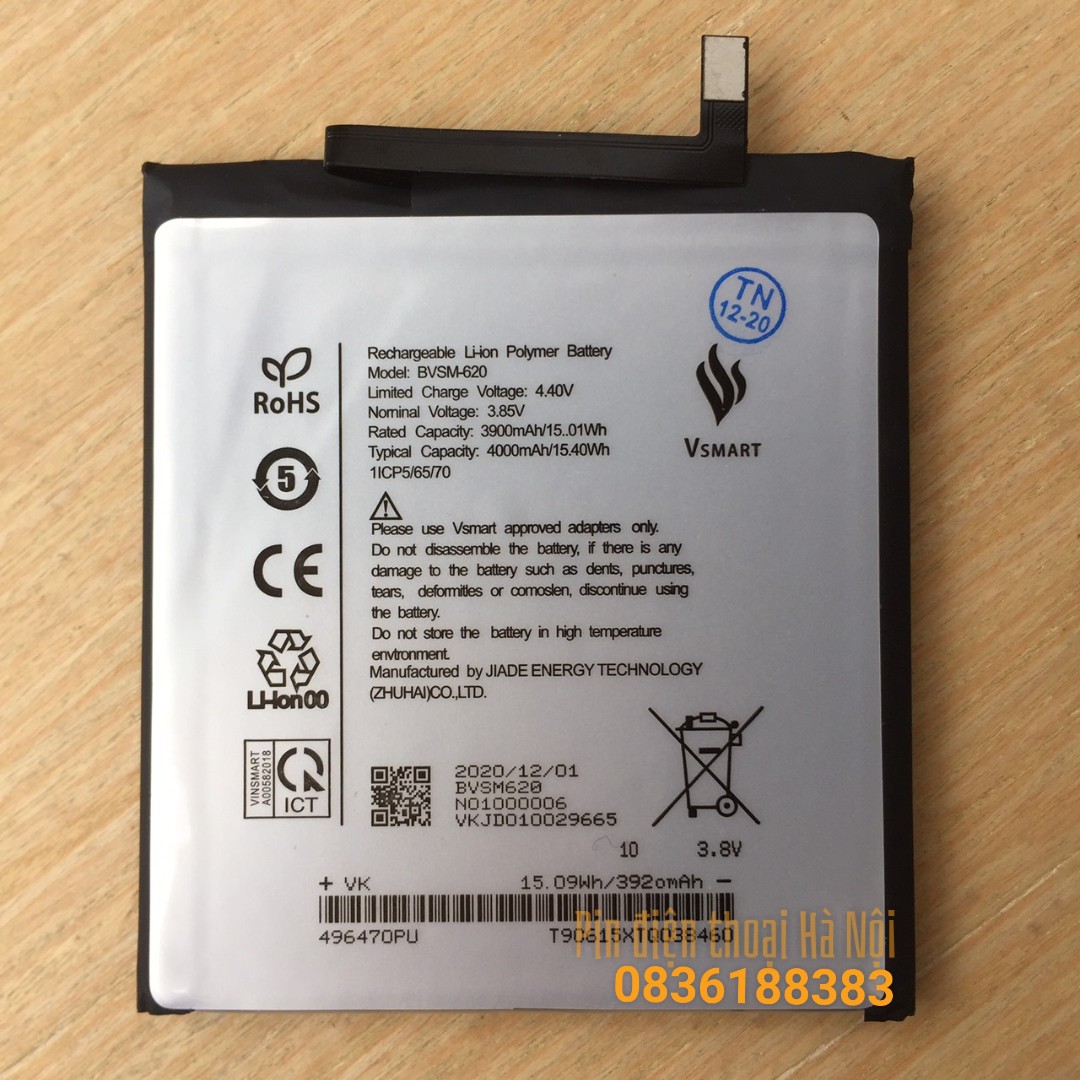 Pin Vsmart Live - Mã pin BVSM-620 - Dung lượng pin 4000 mAh - Bảo hành 3 tháng