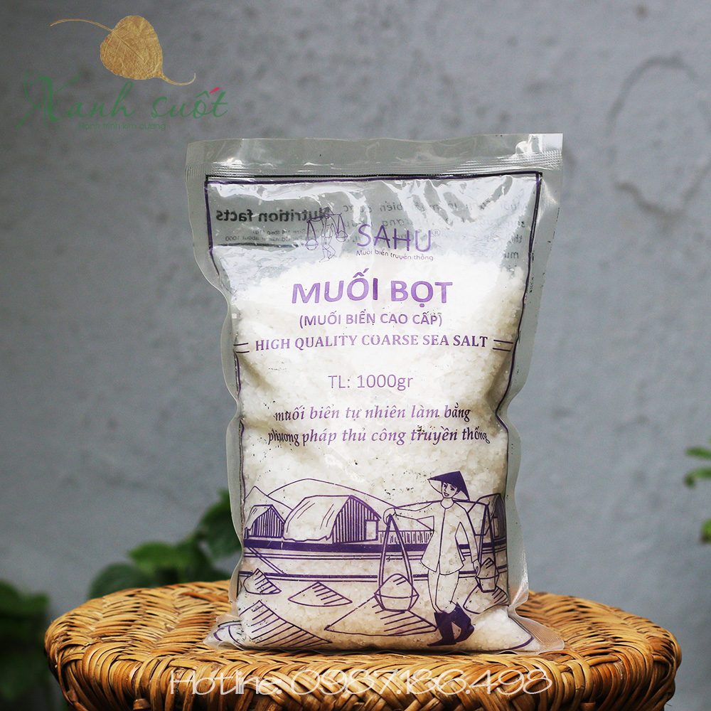 [Sahu] Muối Hột/ Muối Hạt 1KG - Muối Biển Sạch Cao Cấp, Hạt To- Sa Huynh Coarse Salt [Xanh Suốt]