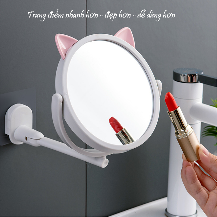Gương gắn tường xoay 360 độ tai mèo cute