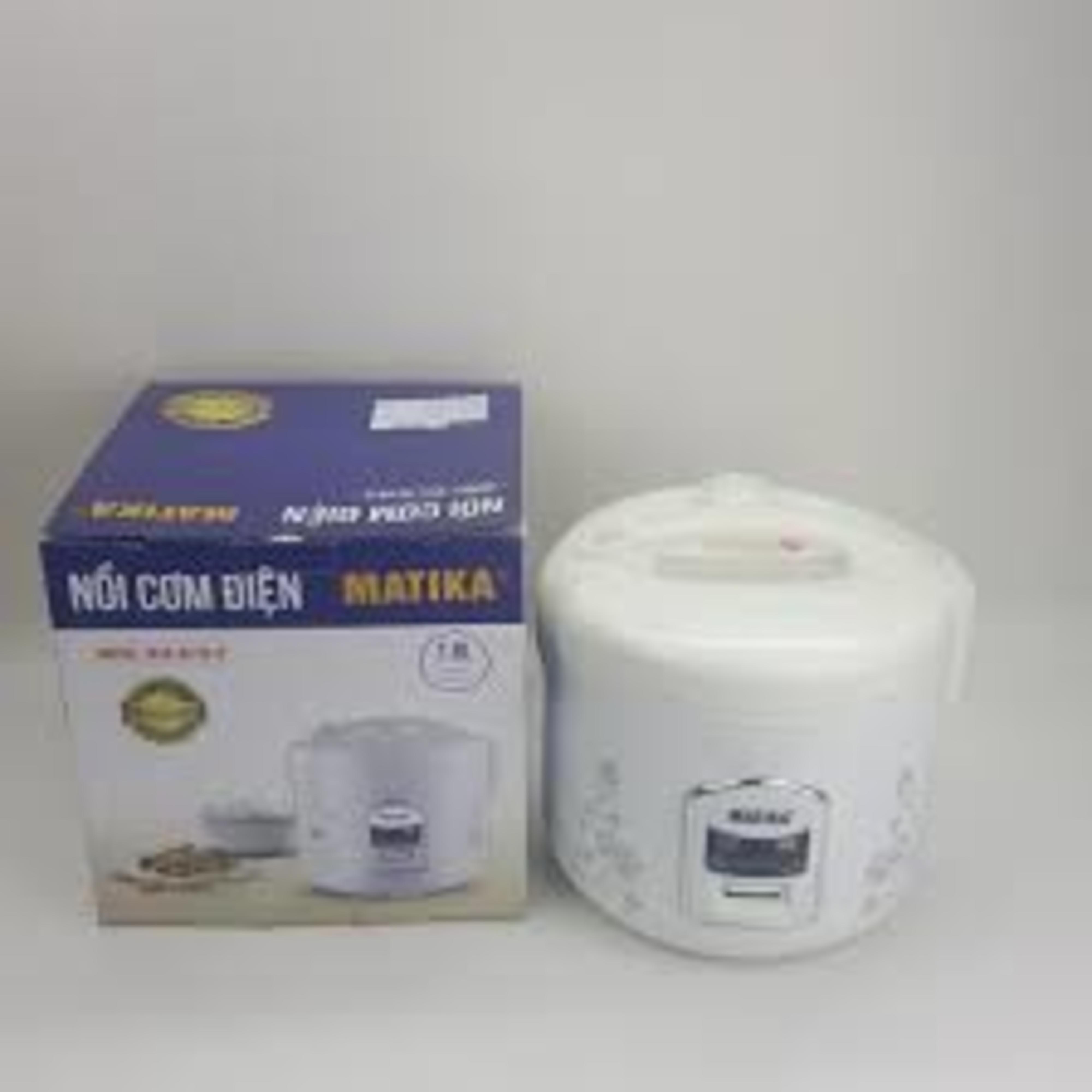 Nồi cơm điện matika 1.8l 700w nắt cài màu trắng mtk – rc 1812