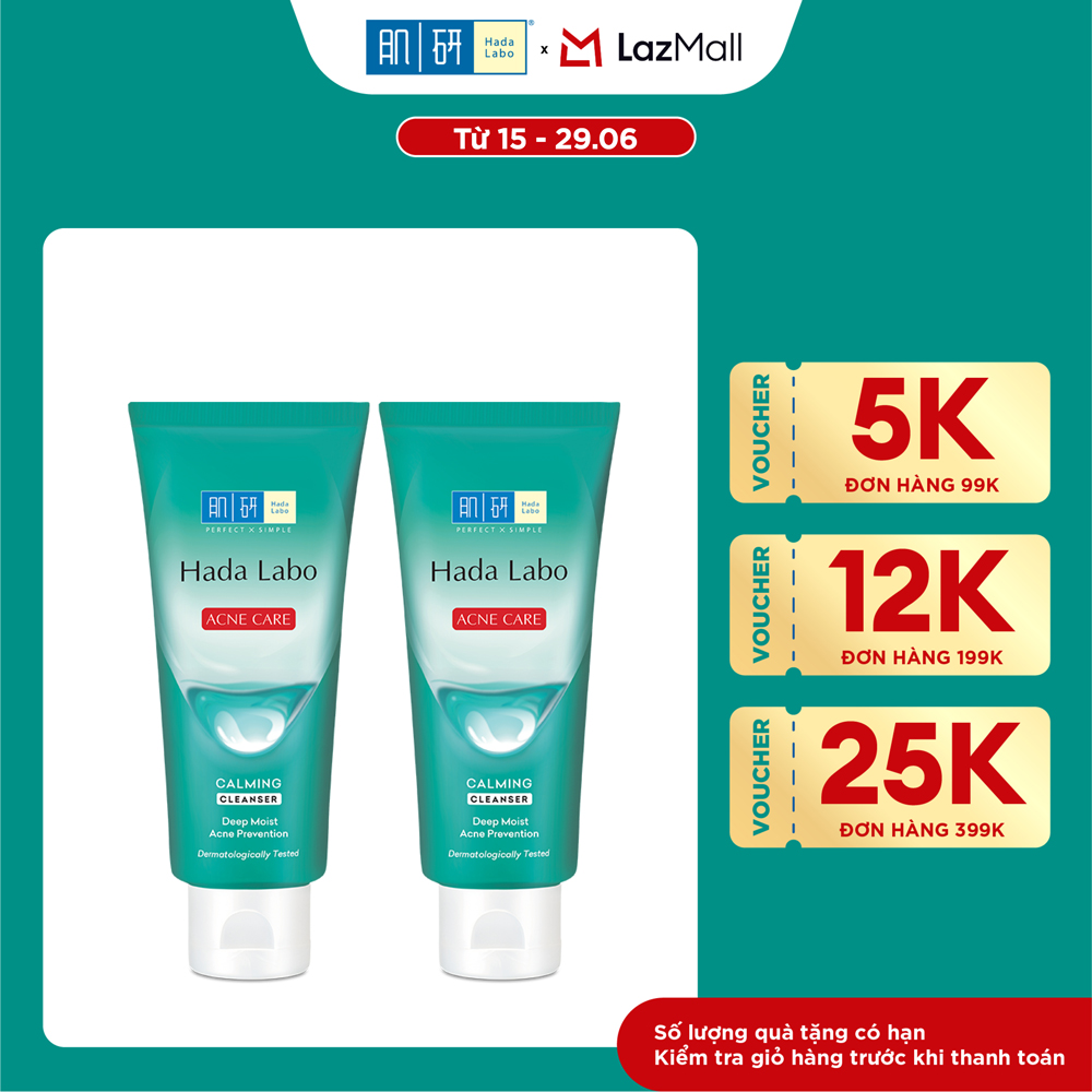 [VB] Bộ 2 Sữa rửa mặt Hada Labo cho da dầu mụn, da nhạy cảm Hada Labo Acne Care Calming Cleanser 80g