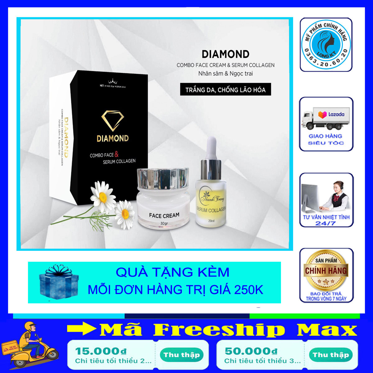 Kem Face Diamond - Serum Collagen Thanh Trang loại có serum