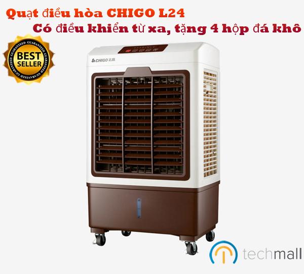 Quạt điều hòa chigo l24 có điều khiển từ xa, tặng 4 hộp đá khô