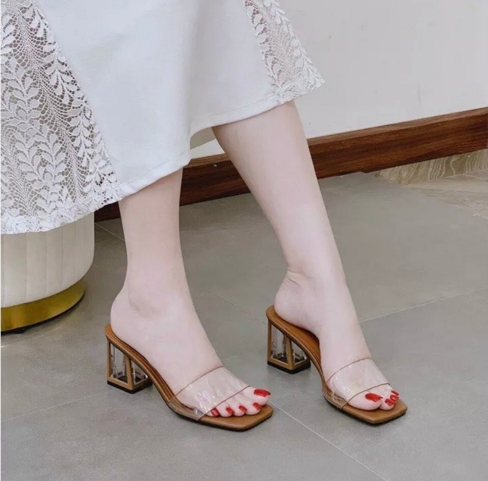 [Hoàn Tiền 15%]Sandal nữ/Guốc trong suốt đế đá 7cm cực sang chảnh mẫu hot 2021