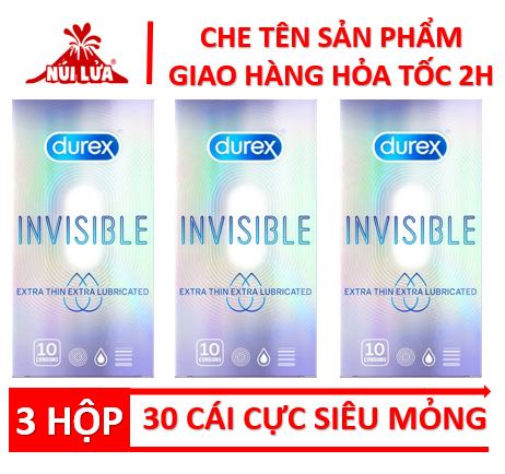 Combo 3 hộp 30 cái bao cao su durex invisible cực siêu mỏng - 30 cái