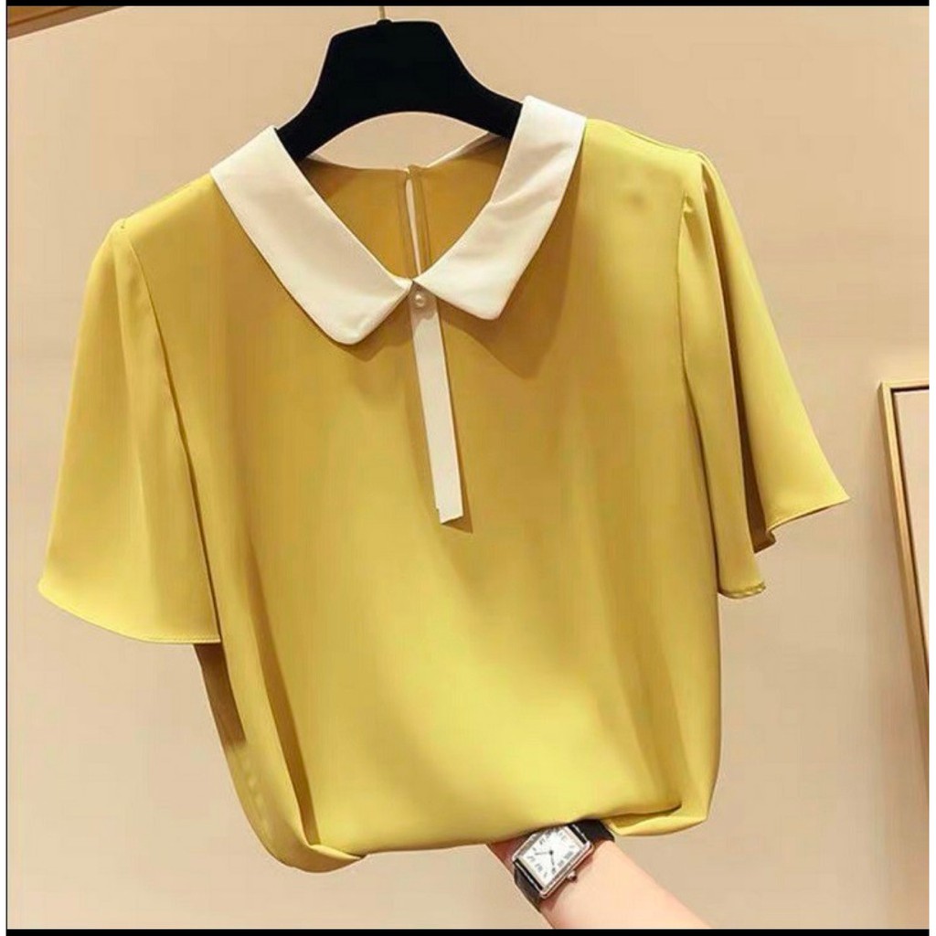 ÁO KIỂU NỮ CỔ LÁ SEN TAY BÈO