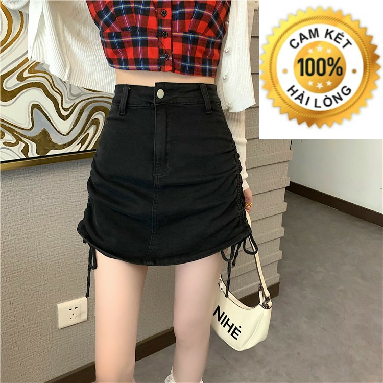 CHÂY VÁY RÚT DÂY 2 BÊN VẢI KAKI, chân váy ngắn, SU SU