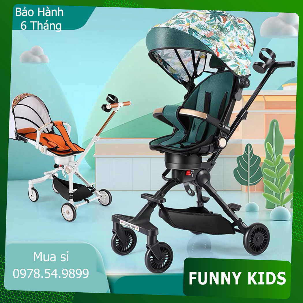 Xe đẩy gấp gọn cho bé đi du lịch 2 chiều 4 tư thế nằm ngồi bảo hành 12 tháng