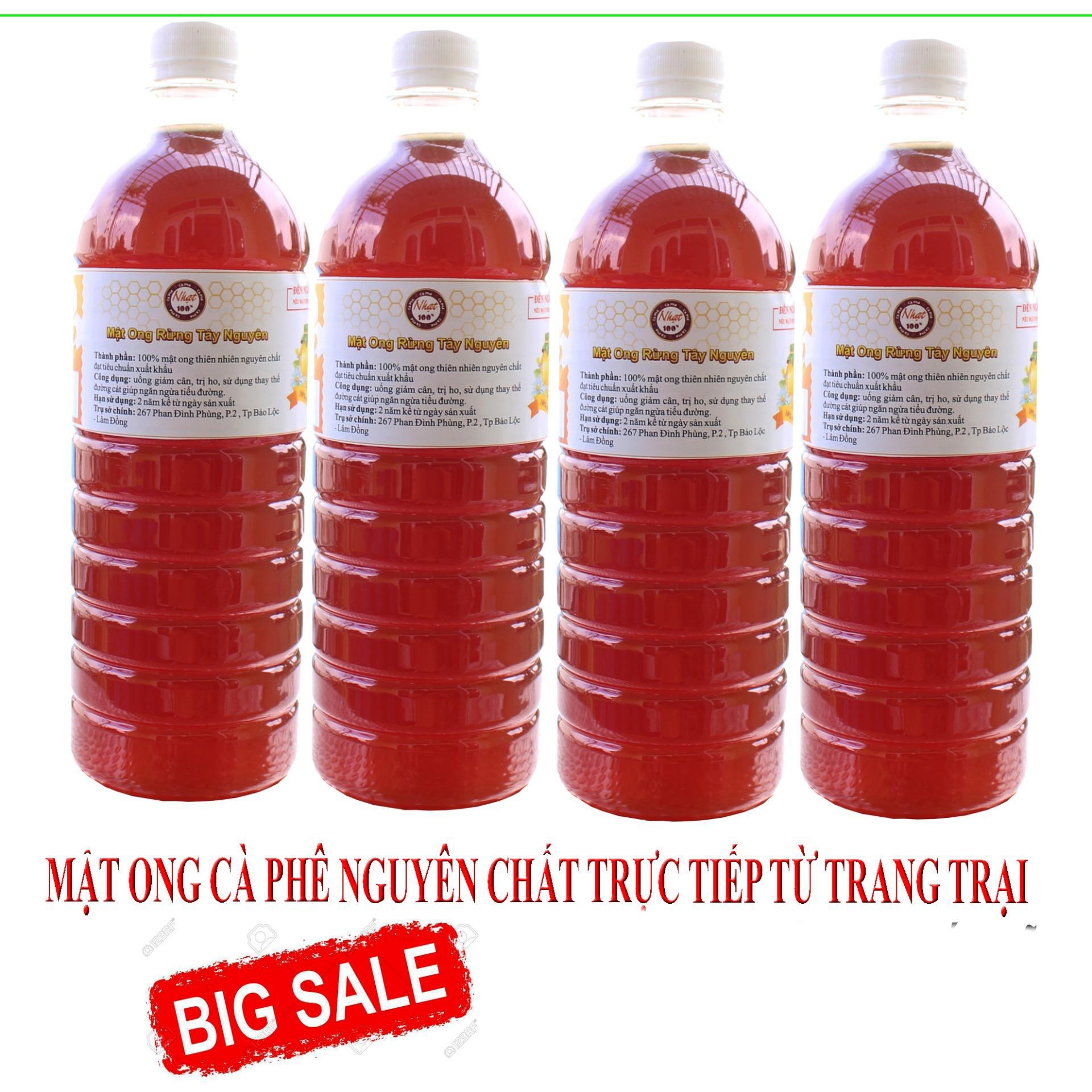 COMPO 4  chai Mật Ong Nguyên Chất Rừng Tây Nguyên 1 Lít (Giá Gốc, Bao Đủ Lít)