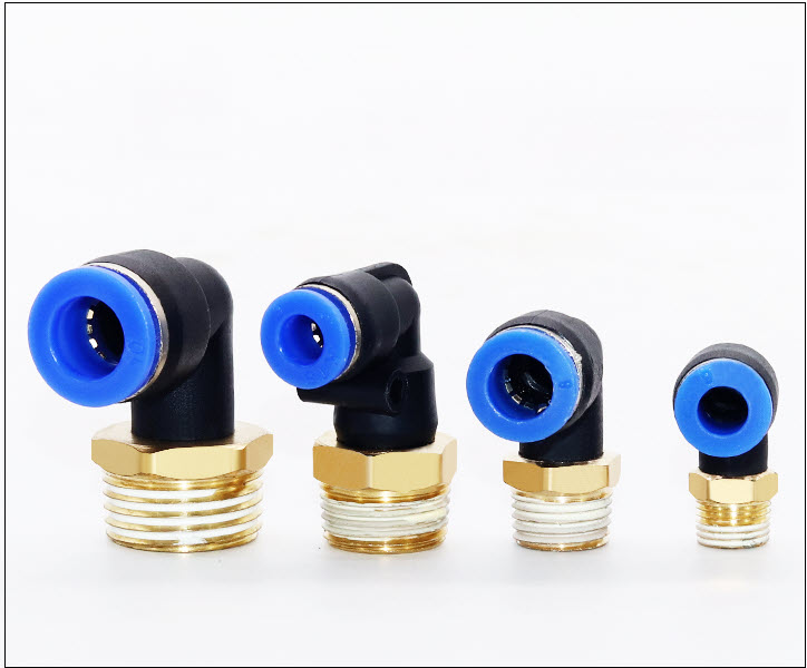 Đầu cút nối góc lệch đầu (chia 2) có ren ngoài bằng đồng phi 12.7,16, 20 (mm) nối nhanh với ống phi 6,8,10,12 (mm)
