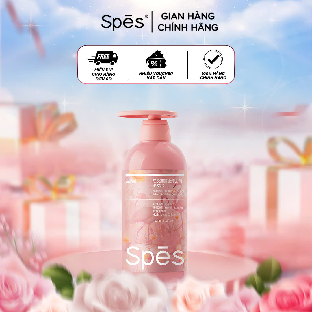 Dầu gội SPES chiết xuất từ Poetry Red Bisabolol Trị Gàu Trị Ngứa Loại Bỏ Vảy Gàu Cho Da Đầu Sảng Khoái 480ml