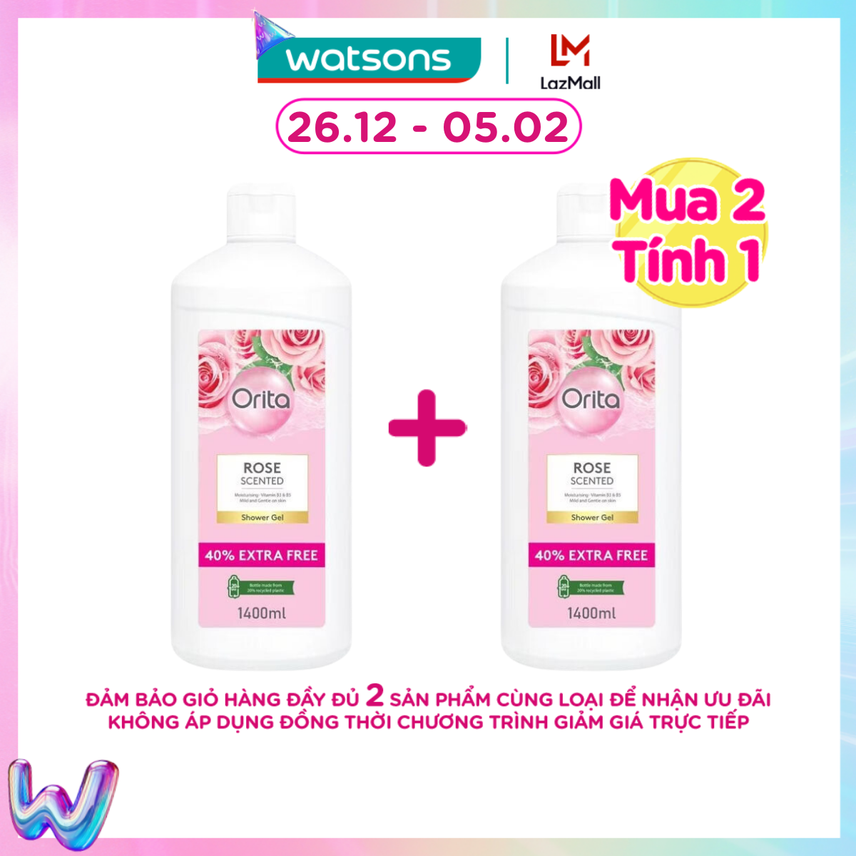 [MUA 2 TÍNH 1] Gel Tắm Orita Hương Hoa Hồng Shower Gel Rose Scented 1400ml