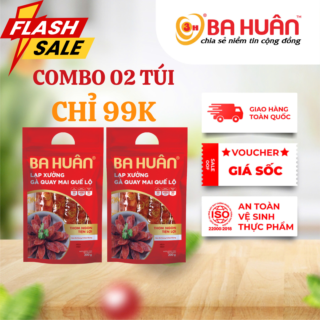 SALE SỐC 49k/ Túi - Lạp xưởng gà quay Mai Quế Lộ Ba Huân - Thơm ngon, đậm vị truyền thống - Date Tháng 9- 10