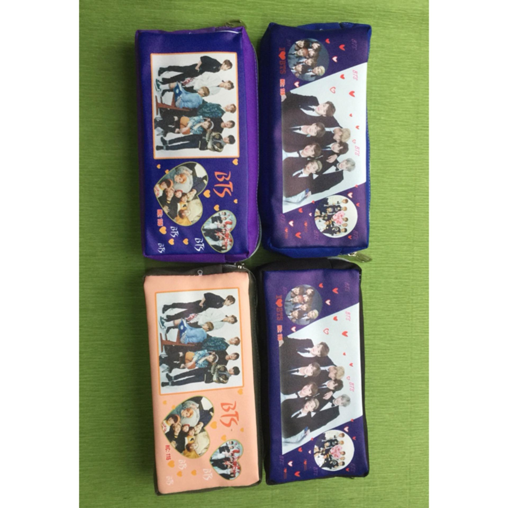 Bóp BTS vải– hợp đựng bút viết BTS,..in hình BTS tặng 1 móc khóa  in hình Suga