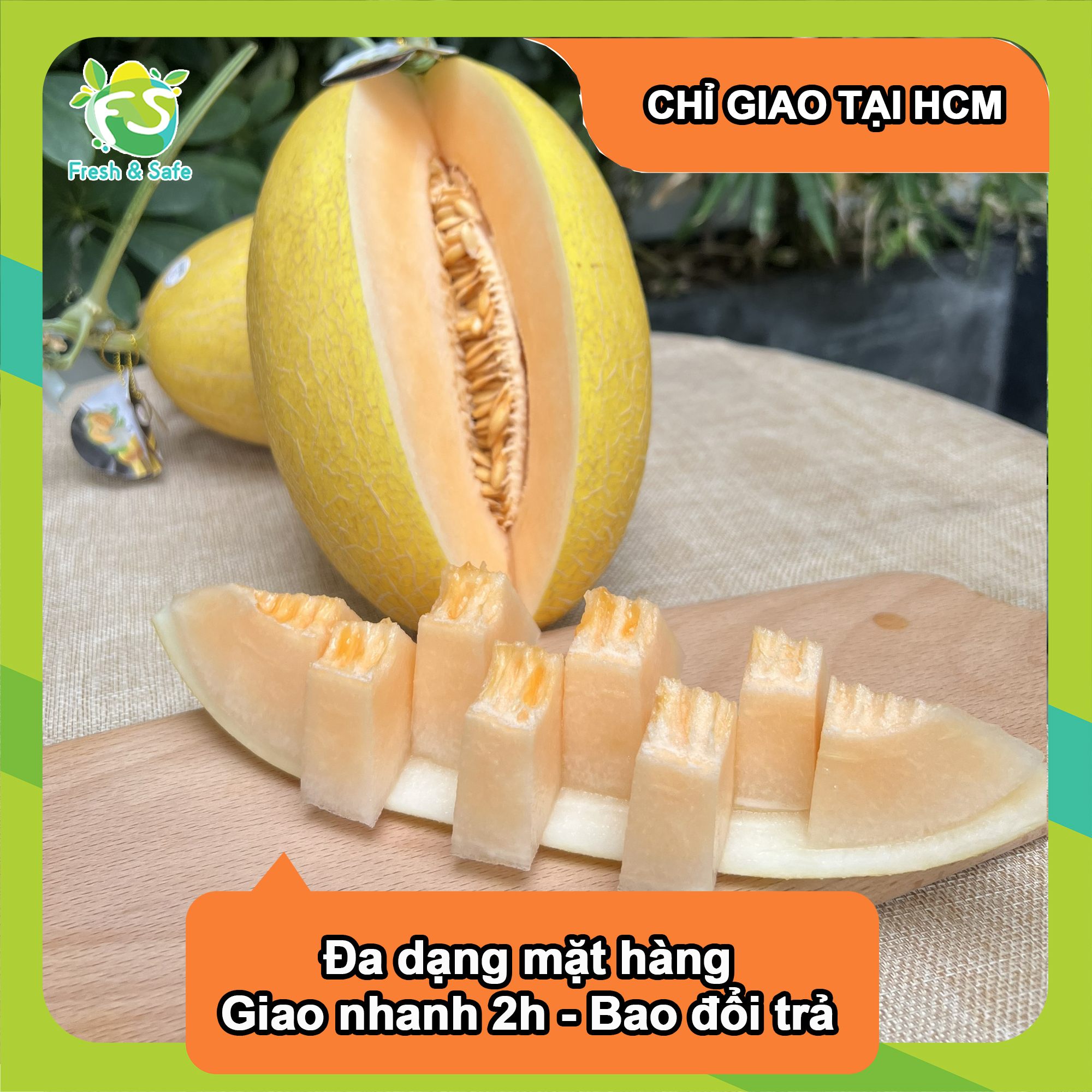 [Chỉ Giao HCM] Dưa Lưới Huỳnh Long - trái 1.3kg