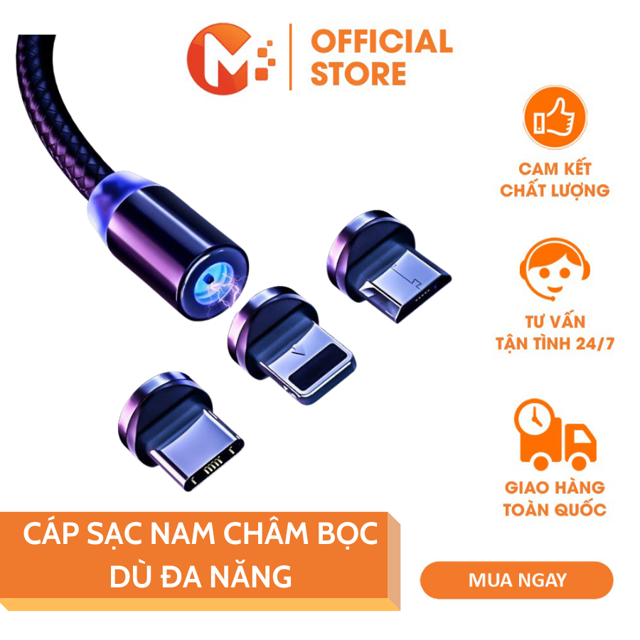 [HCM]Cáp Sạc Nam Châm Bọc Dù Đa Năng Led Phát Sáng Đầu Hit Xoay 360 Độ Chống Xoắn Chống Rối cáp sạc Lightning Type C Micro USB cáp sạc iphone samsung oppo xiaomi cáp sạc điện thoại dây cáp sạc điện thoại từ tính Mikatek