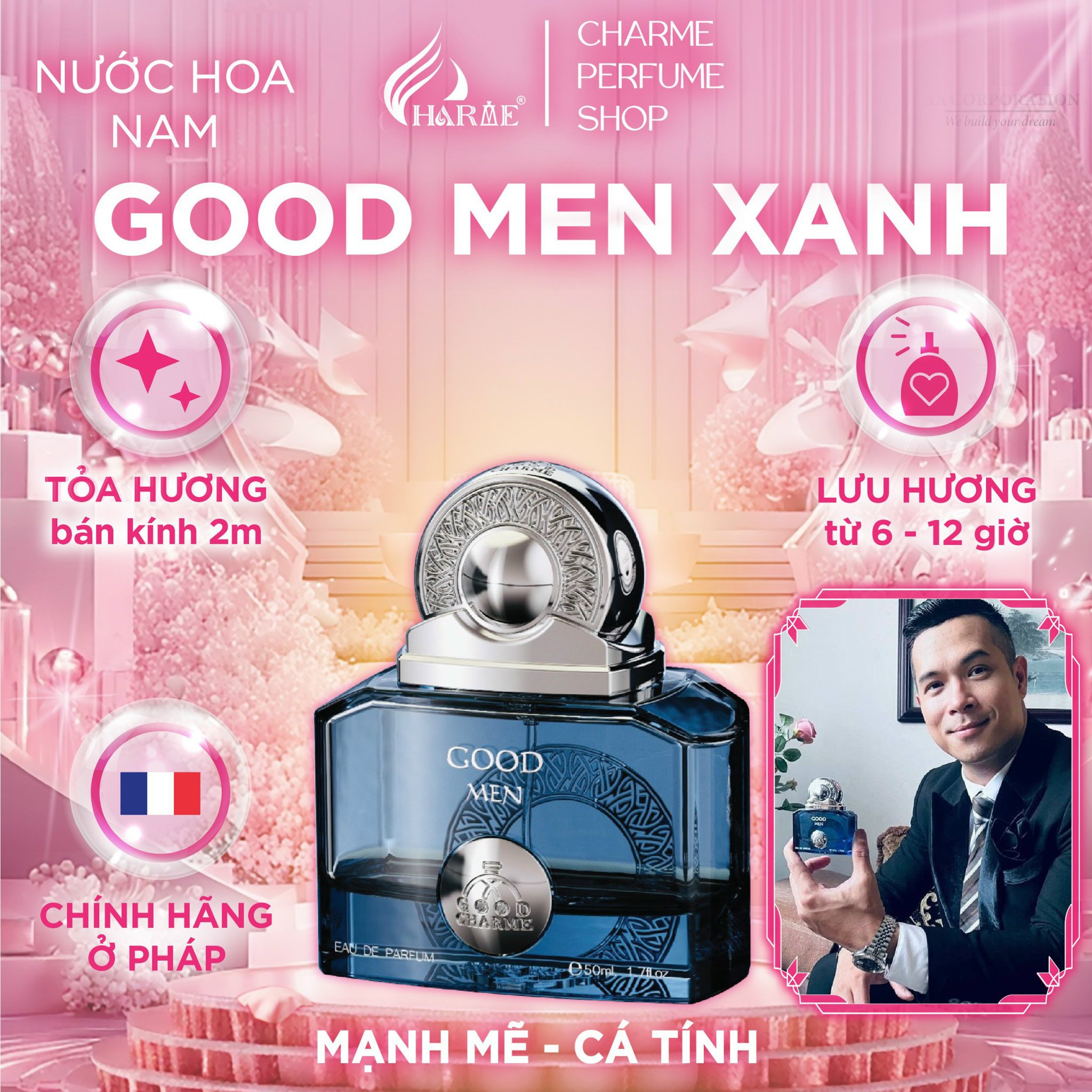Nước hoa nam cao cấp good charme goodmen xanh 50ml sang trọng, hiện đại_nước hoa chính hãng