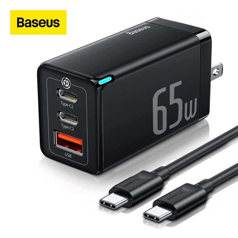 Bộ Củ sạc nhanh 65w Baseus gan3 pro dây 2 đầu type c 100w - Cục sạc nhanh 3 cổng kèm dây typec to type c
