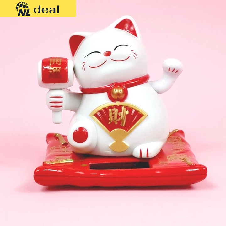 Mèo Thần Tài Mèo Chiêu Tài Maneki Neko Tự Vãy Tay Dùng Nguồn Năng Lượng Mặt Trời Chất Liệu Nhựa ABS