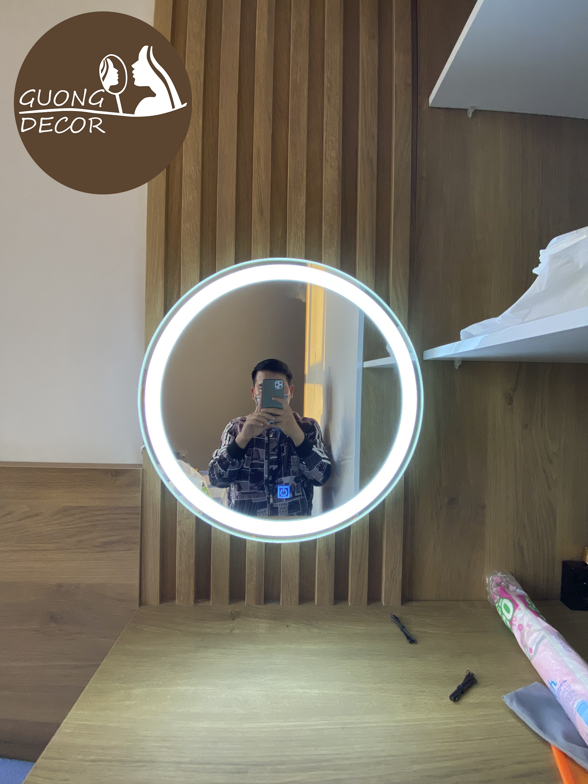Gương Đèn led tròn D50cm, D60cm,D40cm, gương bàn trang điểm, gương nhà tắm, công tắc cảm ứng tiện lợi
