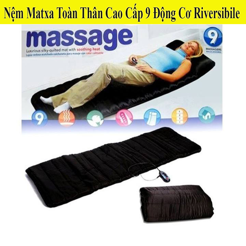 Nệm massage toàn thân cao cấp 9 động cơ riversibile- Máy masssage toàn thân 9 động cơ - Đệm massage. Bảo Hành 3 Tháng