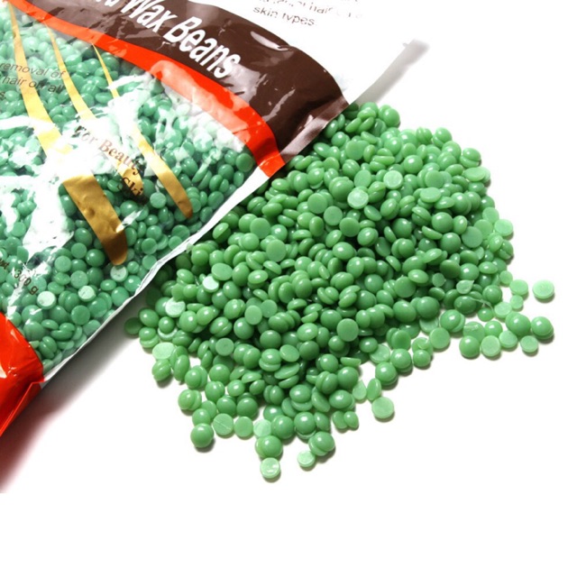 Sáp Wax lông nóng Hard Wax Beans 100g Green tea ( tặng que và bao tay)