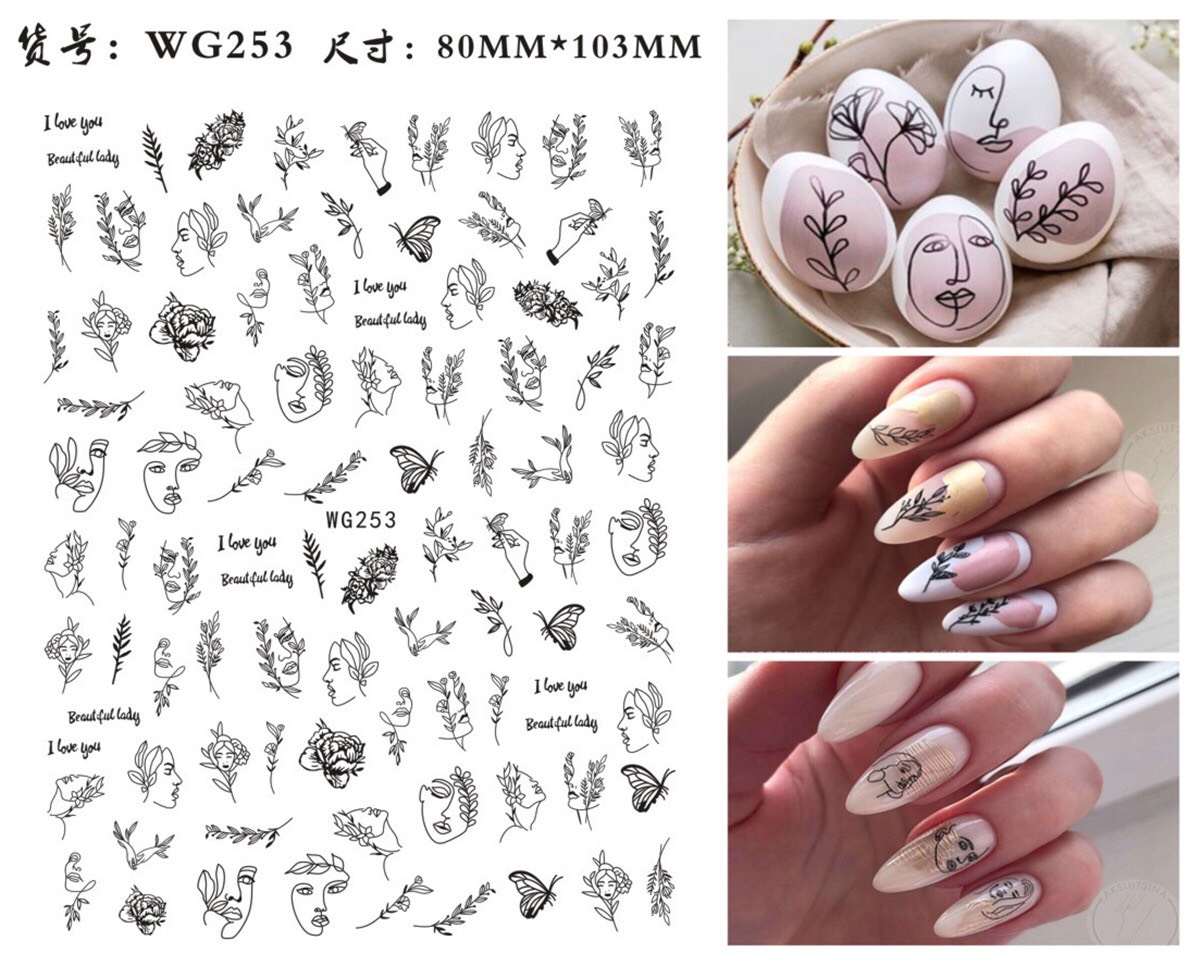 Sticker dán móng chủ đề mặt người