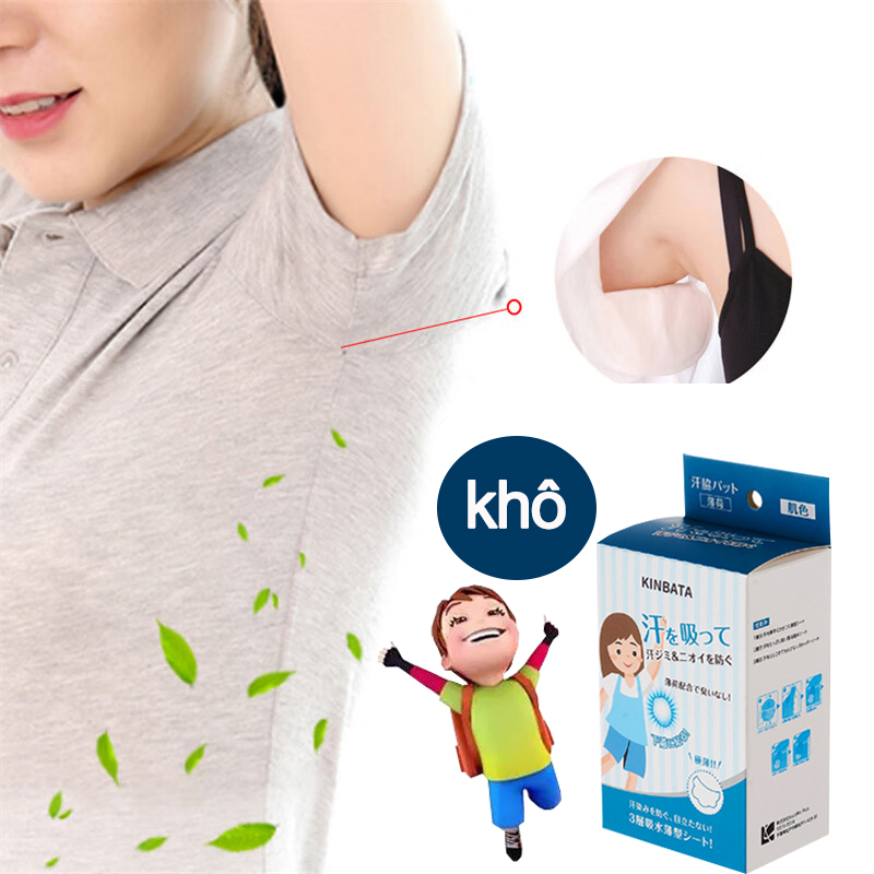 Hộp 20 Miếng dán thấm Mồ Hôi Siêu Mỏng thấm mồ hôi Khử mùi mồ hôi nách - Khô thoáng ngăn mồ hôi nách ướt áo